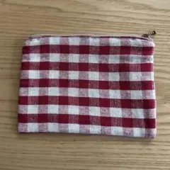 ハンドメイド ポーチ チェック柄 小物入れ