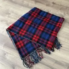 リバーシブル マフラー 赤青と白黒チェック