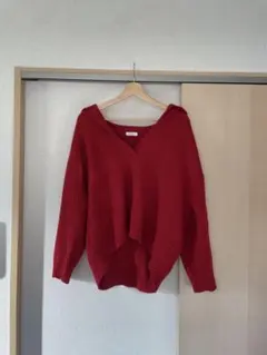 LOWRYS FARM 赤 Vネック セーター