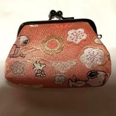 新品　未使用　スヌーピー茶屋　京都店限定　西陣織2.5角がま口(宝づくし）