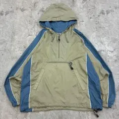 00s　OLD GAP　ナイロンアノラックパーカー　古着　ベージュ　ブルー　S