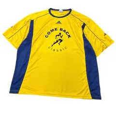adidas ゲームシャツ　スポーツ　ロゴ刺繍　イエロー　古着　8%a