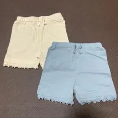 西松屋　インナーパンツ　ショートパンツ　2枚セット　ホワイト、ブルー系　95