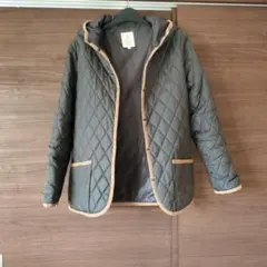 カーキキルティングジャケット LL フード付き