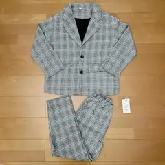 美品 160 グレー チェック柄 スーツ セットアップ 結婚式 発表会