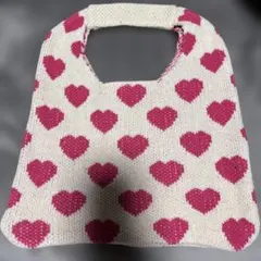 ハート模様 ニットトートバッグ