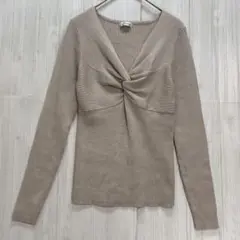 イング　Vネックカシュクールリブニット　ベージュ　M