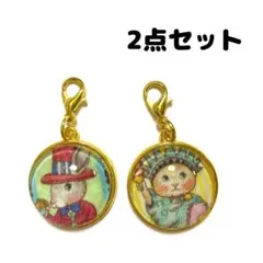 ニューヨーク　20mmガラス ファスナーチャーム 2点セット