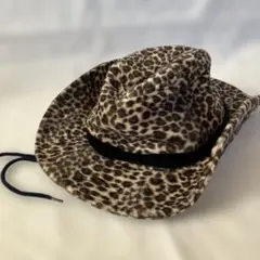 ヒョウ柄 カウボーイハット　フェイクファー　ウェスタン