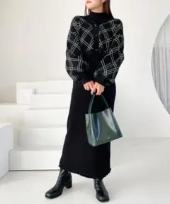 Heather フリーサイズ セットアップ ブラック ニット