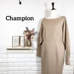 Champion★　ワンピース　ロゴ　ベージュ　秋冬　ロングワンピース　L