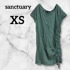 sanctuary【XS】グリーン 半袖ミニワンピース サイドドロストデザイン