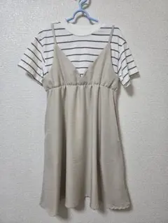 ブランシェス　ベージュ キャミソールワンピース 半袖　120cm【美品】