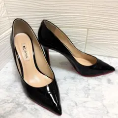 【ダイアナ】美品 エナメル ポインテッドトゥ ハイヒール レッドソール 24cm