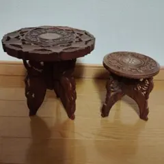 ●木彫り●チェスト フラワースタンド インテリア アンティーク 花台