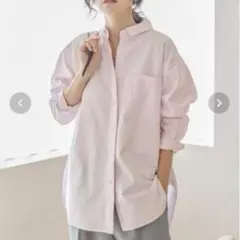 【美品】AMERICAN HOLIC◆UVカット長袖シャツ◆ピンク◆ストライプのサムネイル