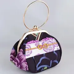 御予約    京友禅着付けがま口『宝石箱のお振り袖』持ち手リング