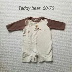 【中古】teddy bear バースデイ ロンパース クマ耳 60-70