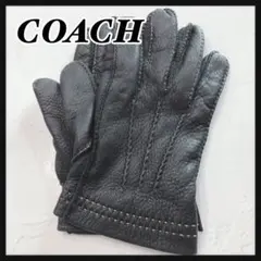 ☆COACH☆ コーチ 手袋 ブラック レザー カシミヤ レディース Mサイズ