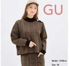 GU【未使用／タグなし】M チェック柄ハイネックニット