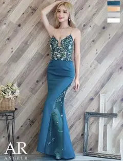 エンジェルアール　フラワー　刺繍　スリット　ロングドレス　キャバドレス　ドレス