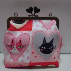 ねこちゃん　がま口お化粧ポーチ