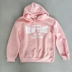 試着のみ SHEIN ロゴパーカー ピンク 裏起毛 12Y(146〜152cm)