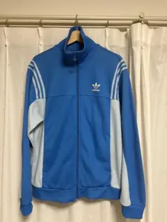 adidas トラックジャケット ブルー×ライトブルー トレフォイルロゴ M