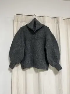 mystic ハーフジップ ニット グレー