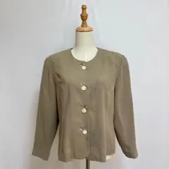 Sun Loco ノーカラージャケット（13）パワーショルダー　日本製　ベージュ