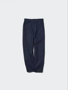 【ユニクロ】リネンコットンテーパードパンツ（丈長め70cm）　ネイビー　Lサイズ