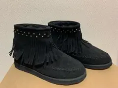 【新品】moussy ムートン フリンジショートブーツ