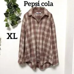 美品【Pepsi cola】ペプシ チェックシャツ XL長袖 綿100%ゆったり