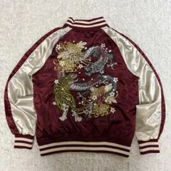 s*n様 ⭐【圧巻デザイン♪上級者】OBORO 朧 スカジャン 龍 別珍 ベロア 朧 スカジャン 別珍 おぼろ ビンテージ龍虎 刺繍 和柄 別珍 スカジャン