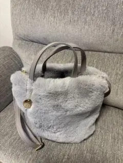 ファー 2wayショルダーバッグ　グレー