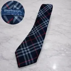 Burberrys ネクタイ チェック ウール 英国製 ネイビー