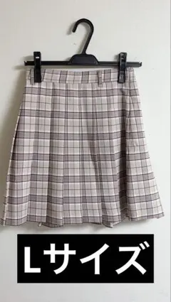 Honeys 裏地パンツ付ミニスカート　チェック柄プリーツスカート　Lサイズ