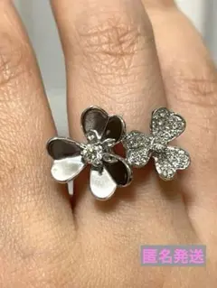 大振り♡プラチナ製 ダイヤ0.28ct アクアマリン0.14ct 蝶々 リング