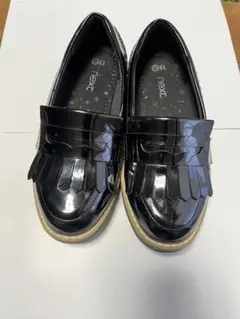 next ブラック ローファー フリンジ付き　20センチ