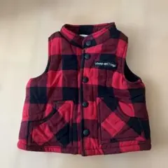 赤と黒のチェック柄ノースリーブベスト