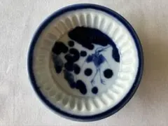 明治後期〜大正期 伊万里 染付 松竹梅文 青白磁 菊割小皿 手塩皿 9.5cm