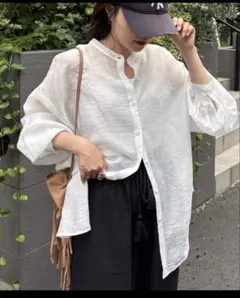 CIAOPANIC TYPY シアーバンドカラーシャツ　ホワイト