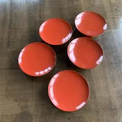 赤い平皿 5枚セット 菓子器
