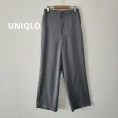 【UNIQLO】レディース　M　ワイドパンツ　とろみ素材　サテン　緑