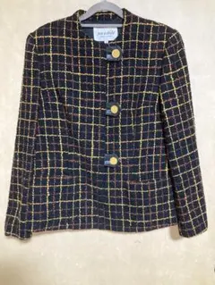 【極美品】jun ashida ツイード ノーカラー ジャケット 日本製 11 極美品/希少】jun ashida ジュンアシダ 芦田淳 デザインツイード