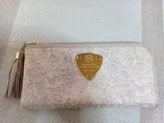 (7164)　ATAO 長財布 ベージュ レース柄 タッセル付きのサムネイル