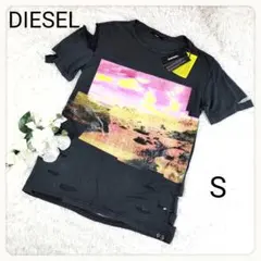【タグ付き新品未使用】ディーゼル ダメージ グラフィック ブラック Tシャツ S