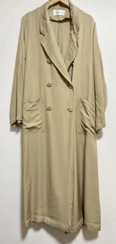 フレイアイディー　ベージュ ダブルブレスト ロングコート　チェスターコート