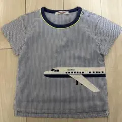 【familiarファミリア】ストライプ飛行機アップリケTシャツ 100美品のサムネイル
