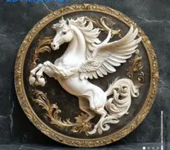 【現品限り】開運✨2026年うまくいく✨白い馬ペガサスの彫刻風ウェルカムボード